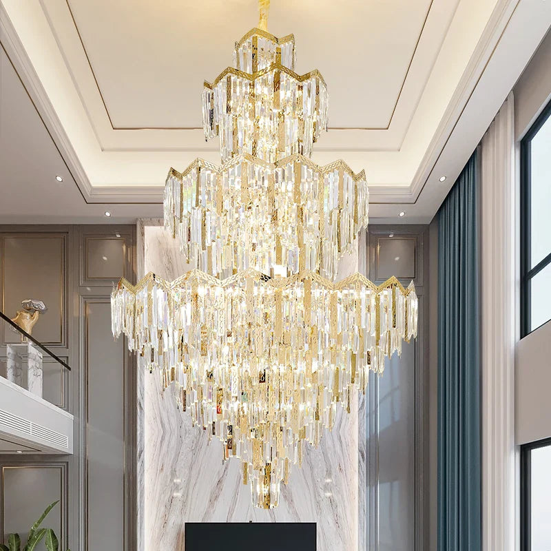 Axyaa European Style Crystal Chandelier for Villa Living Room, Luxury Post-Modern Design