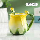 Axyaa Ceramic Rose Butterfly Teacup Set Milk Coffee Cup Camellia Afternoon Exquisite