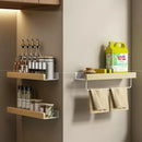 Axyaa Wood Aluminum Kitchen Corner Shelf Organizer for Shower and Bath Storage