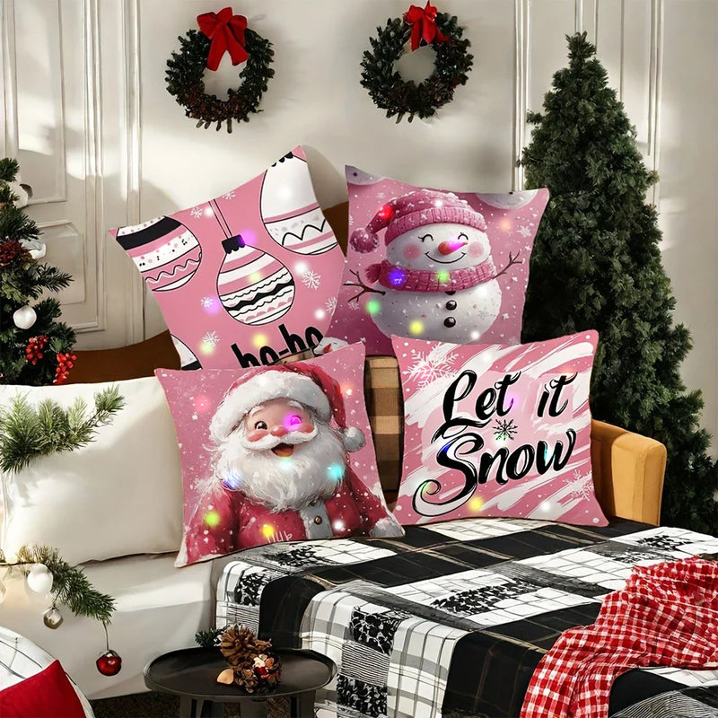 Axyaa LED Light Luminous Pillowcase with Cute Christmas Cartoon Design