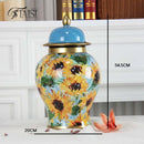 Axyaa Enamel Tea Jar, Ceramic General Jar Decoration, Large Flower Vase Handicraft