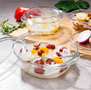 Axyaa 1000ml Glass Microwave Heating Bowl with Lid - Heat-Resistant Soup & Salad Plate