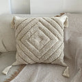 Moroccan Beige Fringe Tufted Pillow Case for Chic Home Decor by Axyaa