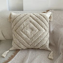 Moroccan Beige Fringe Tufted Pillow Case for Chic Home Decor by Axyaa