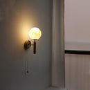 Axyaa Nordic LED Wall Lamp with Pull Chain Switch & Moon Lampshade