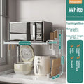 Axyaa Retractable Microwave Oven Storage Rack Adjustable Seasoning Shelf Counter Organizer