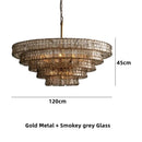 Axyaa Modern Grey Glass Chandelier, Ceiling Mounted Oval Lighting Fixture for Living Room