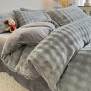 Axyaa Winter Bubble Plush Rabbit Velvet 4-Piece Bed Sheet Set