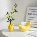 Axyaa Lemon Flower Vase Ceramic | Home Decor Fruit Ornaments Arrangement
