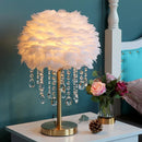 Nordic Feather Crystal Table Lamp by Axyaa - Luxury Bedroom Decor