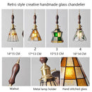 Axyaa Retro Pastoral Stained Glass Pendant Chandelier