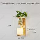 Axyaa LED Glass Wall Lamp with Wooden Base for Bedroom and Living Room