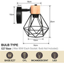 Axyaa Vintage Wire Cage Wall Sconce Light for Bedroom and Restaurant