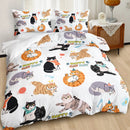 Axyaa Cartoon Cat Bedding Set King Size 3-Piece Comforter Cover
