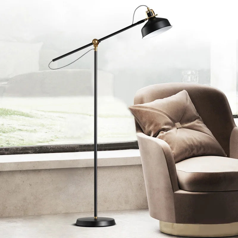 Axyaa Long Arm Iron Floor Lamp for Modern Living Room, Bedroom, and Study
