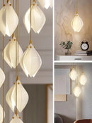 Axyaa Ceramic Magnolia Flower G9 LED Chandelier - White Luxury Pendant Light