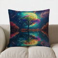 Colorful Tree & Moon Night Scene Pillow Cover for Sofa, Bedroom, Car - Axyaa