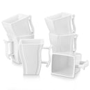 Axyaa 6-Piece White Marble Coffee Service Set, 500ML Square Porcelain Cups for 6