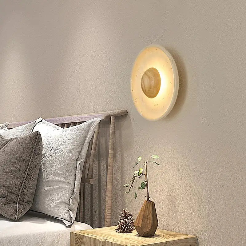 Axyaa Yellow Stone Wood LED Wall Sconce - Luxury Indoor Wall Lighting