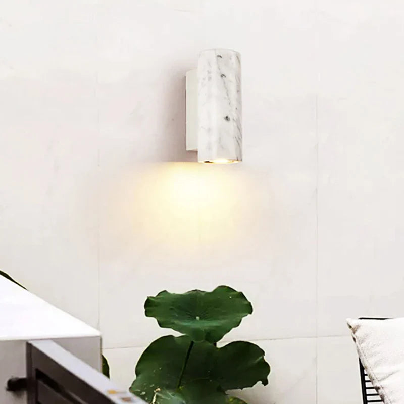 Axyaa White Marble LED Wall Lamps - Nordic Minimalist Design for Modern Living Spaces