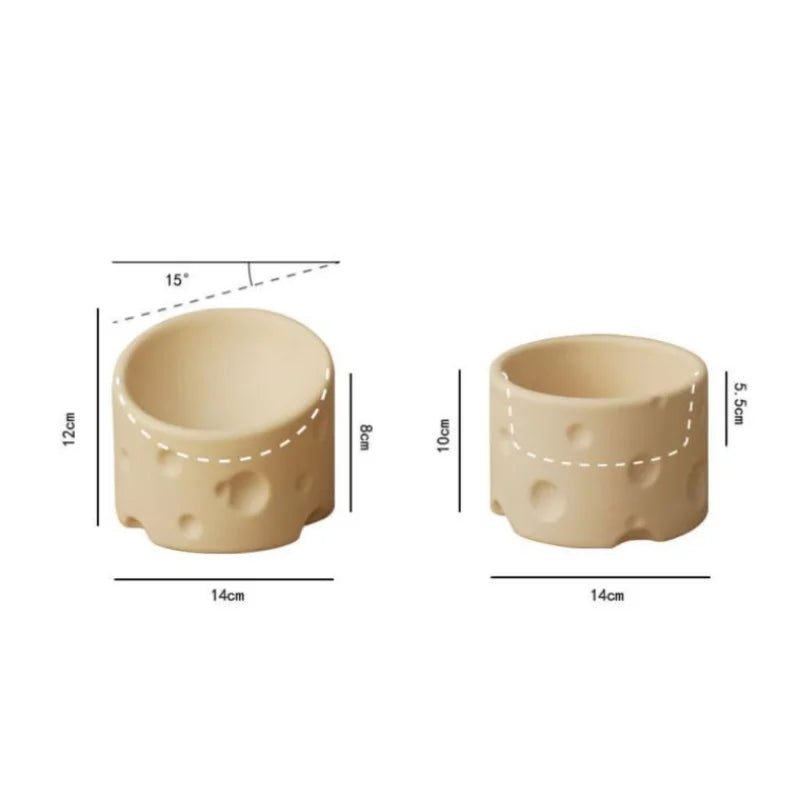 Axya Cheese Shapes Cartoon Bowl for Pets - Food and Water Basin for Dogs and Cats