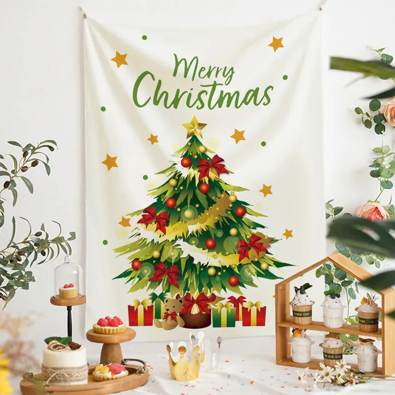 Axyaa Christmas Tree Tapestry Holiday Party Decoration Hanging Cloth Home Décor