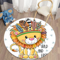 Axyaa Lion Cartoon Animal Round Carpet for Living Room Children's Bedroom