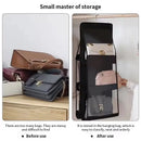 Axyaa 6-Pocket Black Handbag Organizer: Foldable Storage Solution for Closet or Bedroom