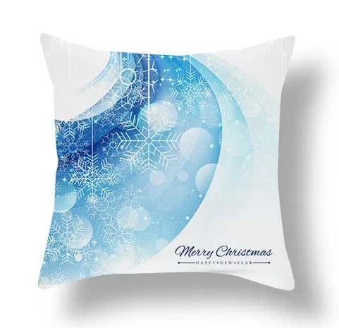 Axyaa Blue Ornament Pillowcase: Festive Home Decor Cushion Cover for Christmas & New Year