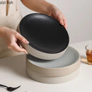 Axyaa Ceramic Cylindrical Plate Set Ideal for Pasta, Desserts, Snacks, Steaks, Sushi, and Molecular Cuisine