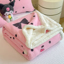 Axyaa Cartoon Bowknot Coral Fleece Blanket: Thick, Warm for Bed, Sofa, Nap