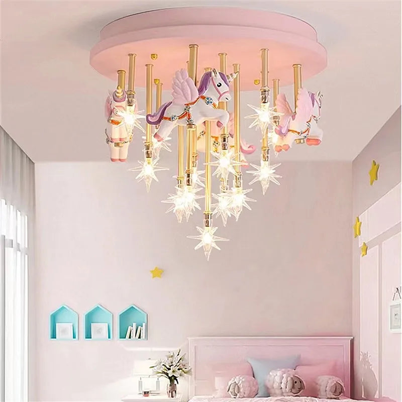 Axyaa Star Animal Ceiling Light for Kids Rooms - Kawaii Room Decor