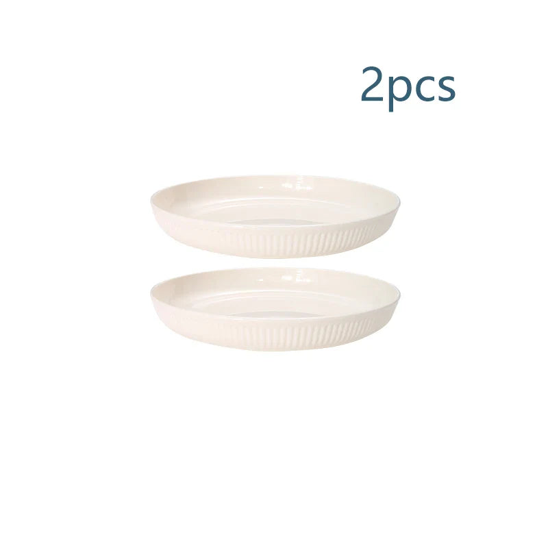 Axyaa Beige Vertical Plastic Plate Set for Home, Camping, and Outdoor Snacking