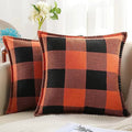 Axyaa Plush Check Throw Pillow Covers Set of 2 Cream White