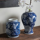 Axyaa Blue White Porcelain Vase Floral Table Decoration Aesthetic Room Decor