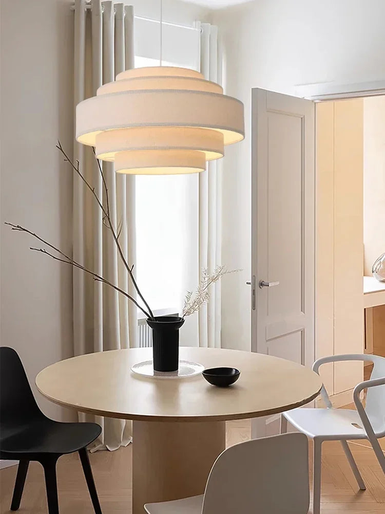 Axyaa White Fabric Pendant Light Japan Cloth Chandelier