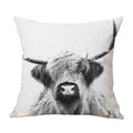 Axyaa Highland Cow Linen Pillow Cover - 45x45CM Home Sofa Throw Cushion for Bed & Car