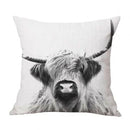 Axyaa Highland Cow Linen Pillow Cover - 45x45CM Home Sofa Throw Cushion for Bed & Car