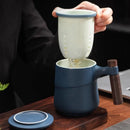 Axyaa Retro Ceramic Tea Cup with Wooden Handle, Filter, Creative Design, Office Gift