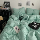 Axyaa 100% Cotton Washed Bed Linen Set - 4 Piece Comforter Double Bedding
