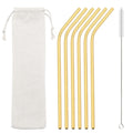 Axyaa Stainless Steel Straws Set 6Pcs with Cleaner Brush - Reusable Eco-Friendly Drinkware