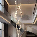 Axyaa Crystal Chandelier Stair Pendant Lamp Living Room Interior Lighting