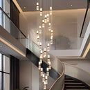 Axyaa Crystal Chandelier Stair Pendant Lamp Living Room Pendant Lights Interior Lighting