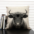 Axyaa African Animal Linen Pillow Cover 45x45cm - Lion, Elephant, Elk Portrait Decor