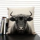 Axyaa African Animal Linen Pillow Cover 45x45cm - Lion, Elephant, Elk Portrait Decor