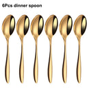 Axyaa Gold Stainless Steel Cutlery Set - 24Pcs Smooth Handle Flatware