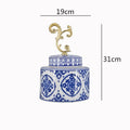 Axyaa Blue & White Porcelain Vase Jar: Classic Chinese Home Decor & Organization