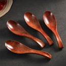Axyaa Solid Wood Short Dinner Spoons Set - Handmade Japanese Wooden Tableware