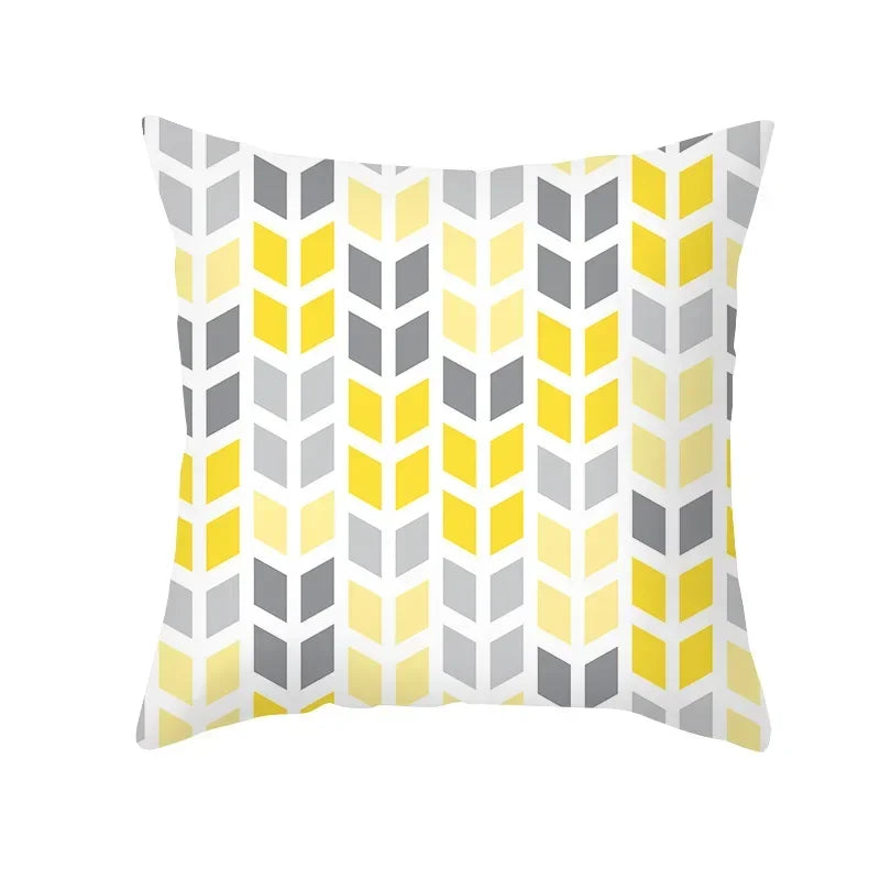 Yellow Gray Geometric Print Pillow Cover 45*45cm for Axyaa - Home Decor Essential
