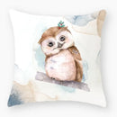 Axyaa Owl Floral Plant Pattern Printed Throw Pillow Cover